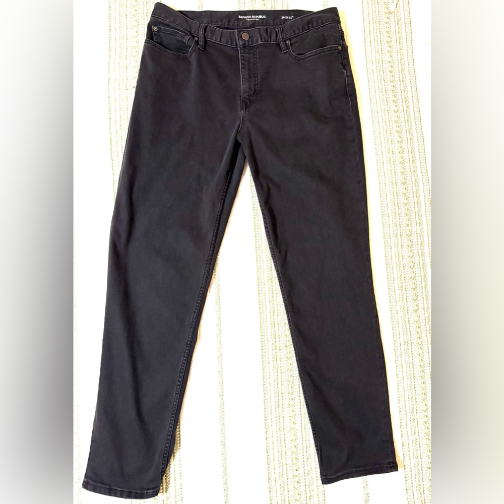 Banana Republic Men's Black Traveler Pants Slim Fit Jeans 36x34